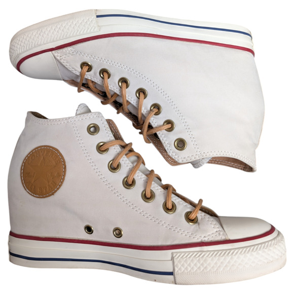 Converse 2016 CTAS Lux Mid Hidden Wedge Parchment Peached Canvas Sneaker 8 - Picture 13 of 13